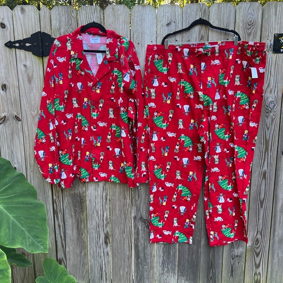 Old Navy Other - Old Navy Christmas Red Dog Cat Pattern Pajamas Unisex Sz XXXXL NWT